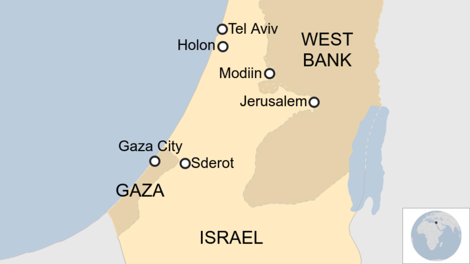 Map: Map of Israel and Gaza