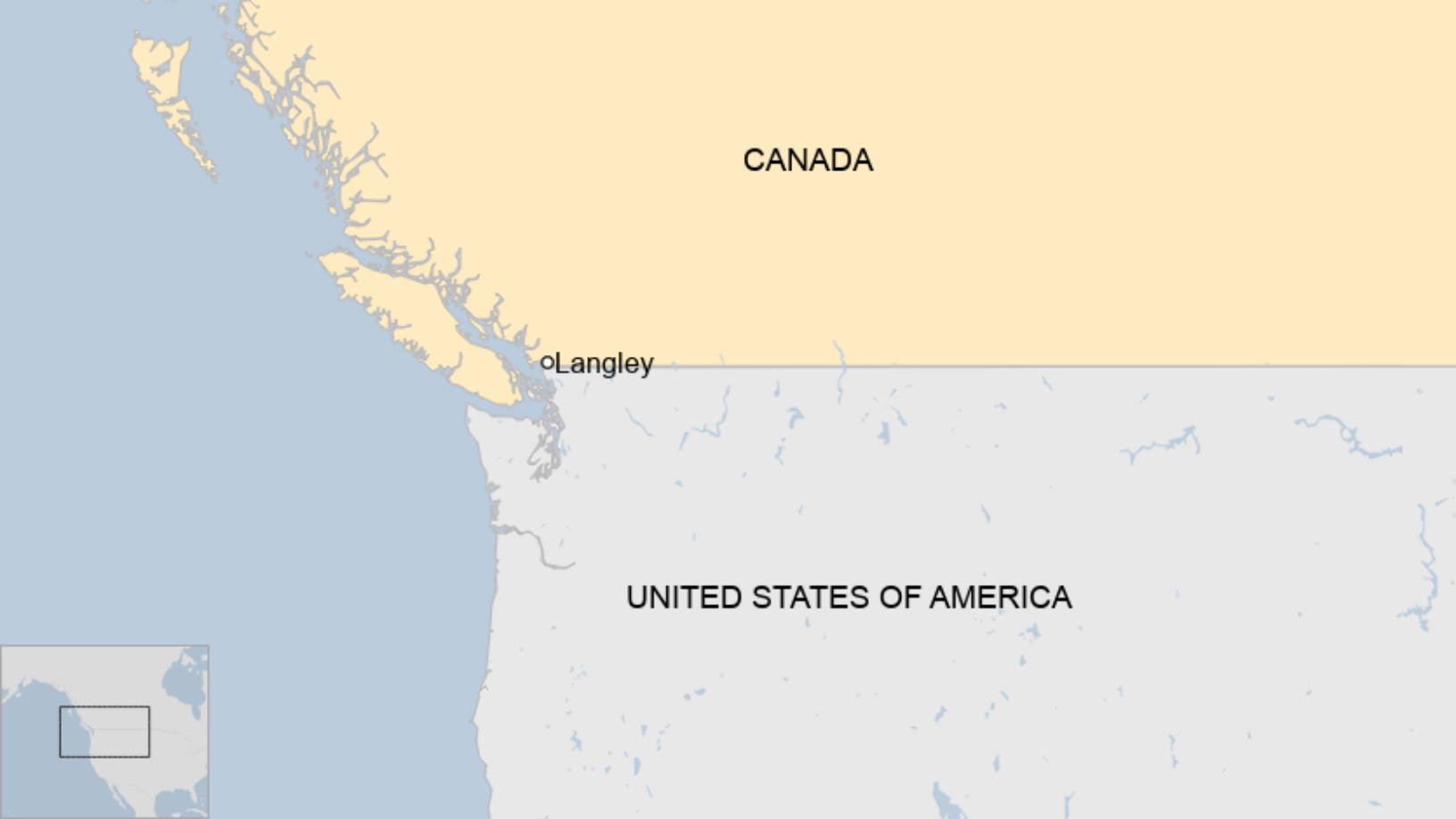 Map: Langley, British Columbia in Canada