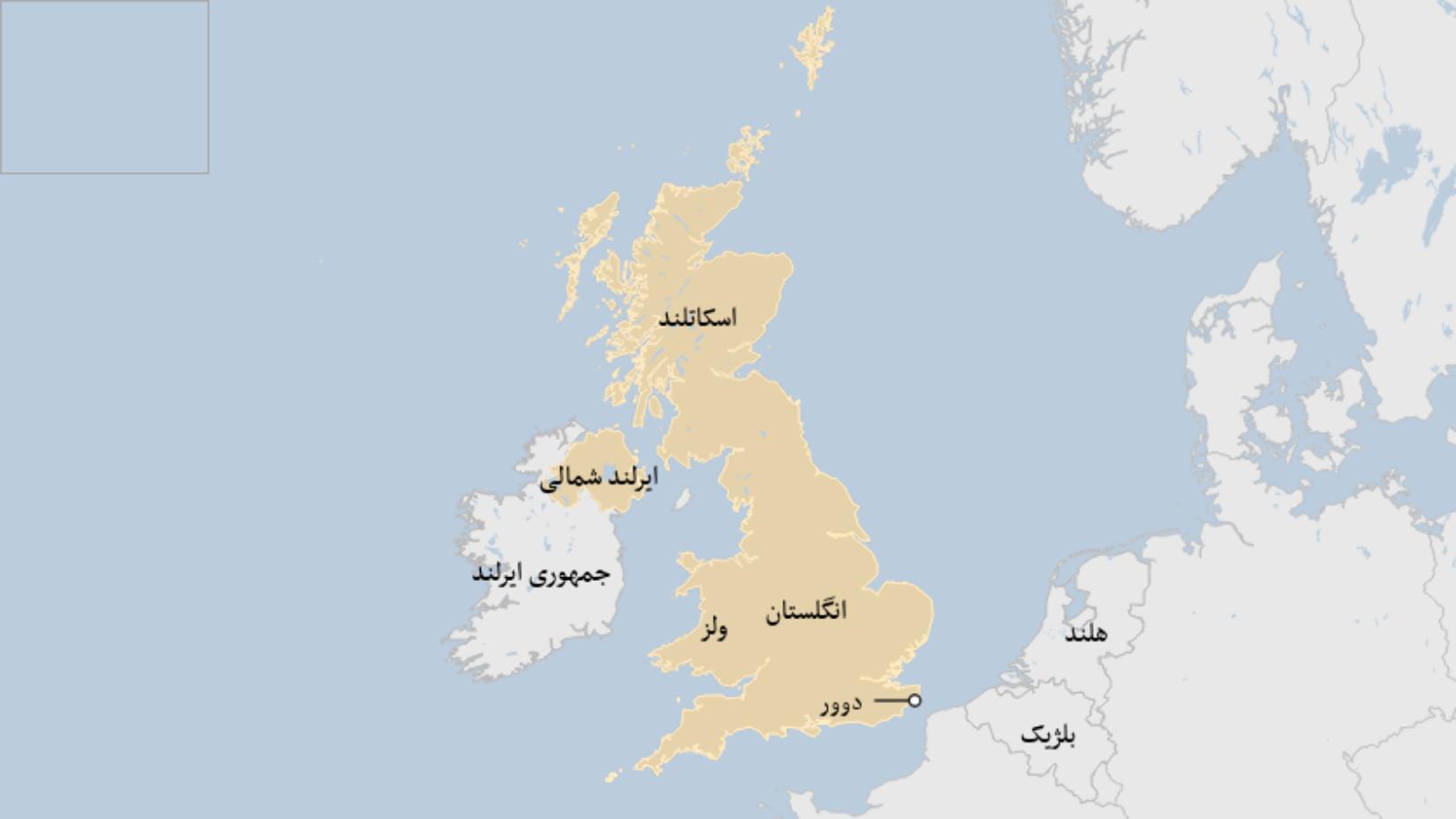 Map: انگلستان، اسکاتلند، ولز و ایرلند شمالی با هم کشور بریتانیا را تشکیل می‌دهند