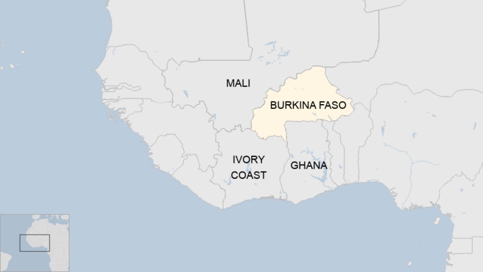 Map: The location of Burkina Faso in West Africe