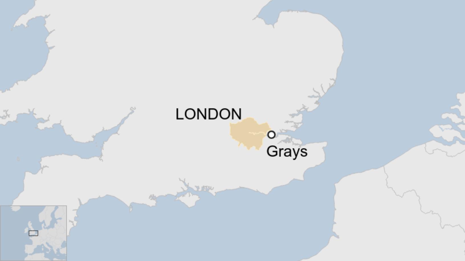 Map: Grays in Essex compared with London
