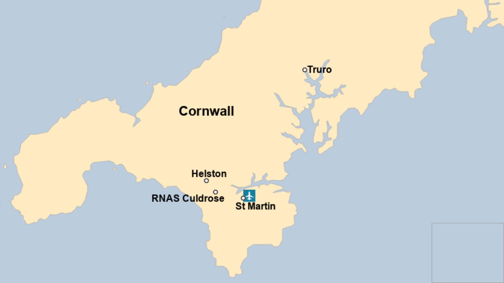 Map: Two pilots ejected from the Hawk aircraft from the 736 Naval Air Squadron, based at RNAS Culdrose, the Ministry of Defence (MoD) confirmed.