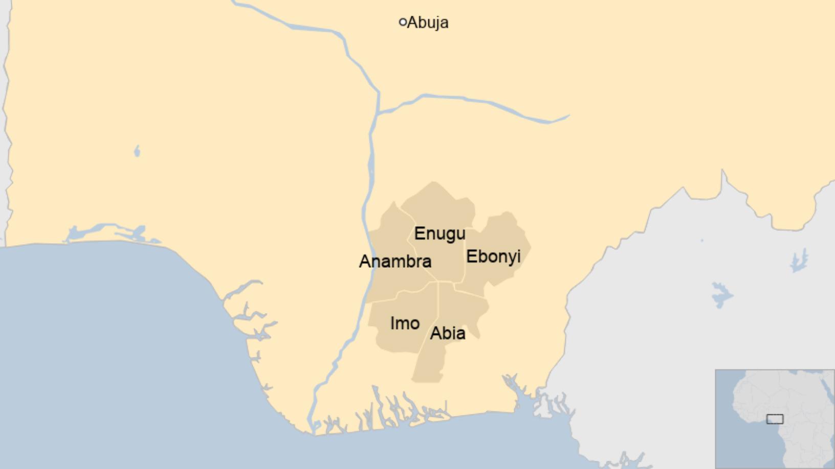 Map: Nigeria Igbo states
