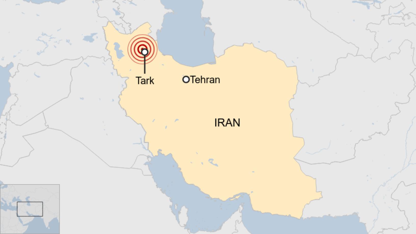 Map: Map shows location of Iran earthquake