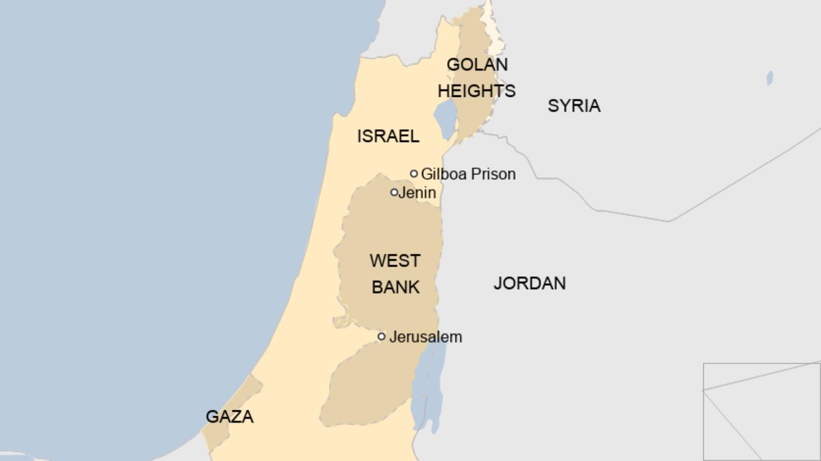 Map: Gilboa Prison in Israel
