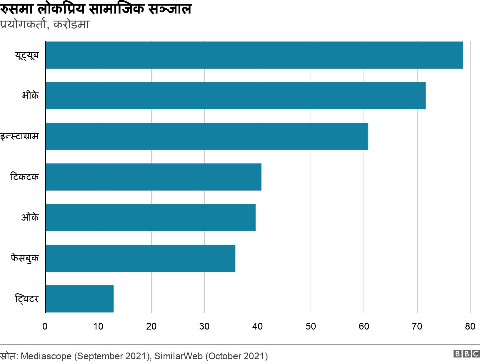 रुसमा लोकप्रिय सामाजिक सञ्जाल. प्रयोगकर्ता, करोडमा. .