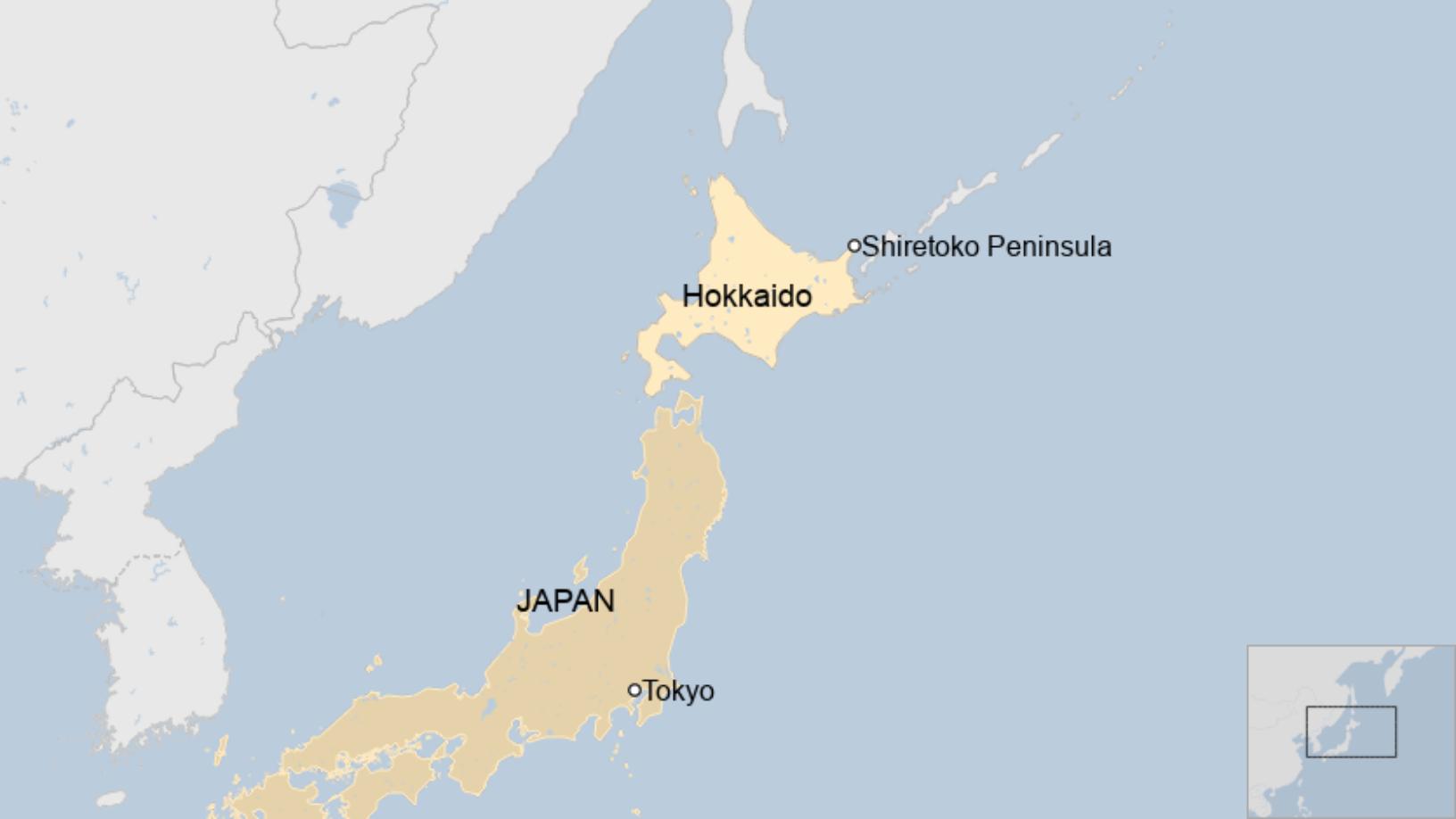 Map: Image shows Shiretoko peninsula
