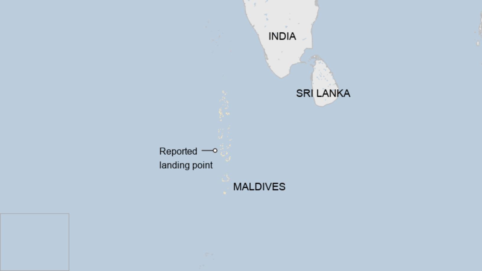 Map: Image shows the approximate landing point of the rocket