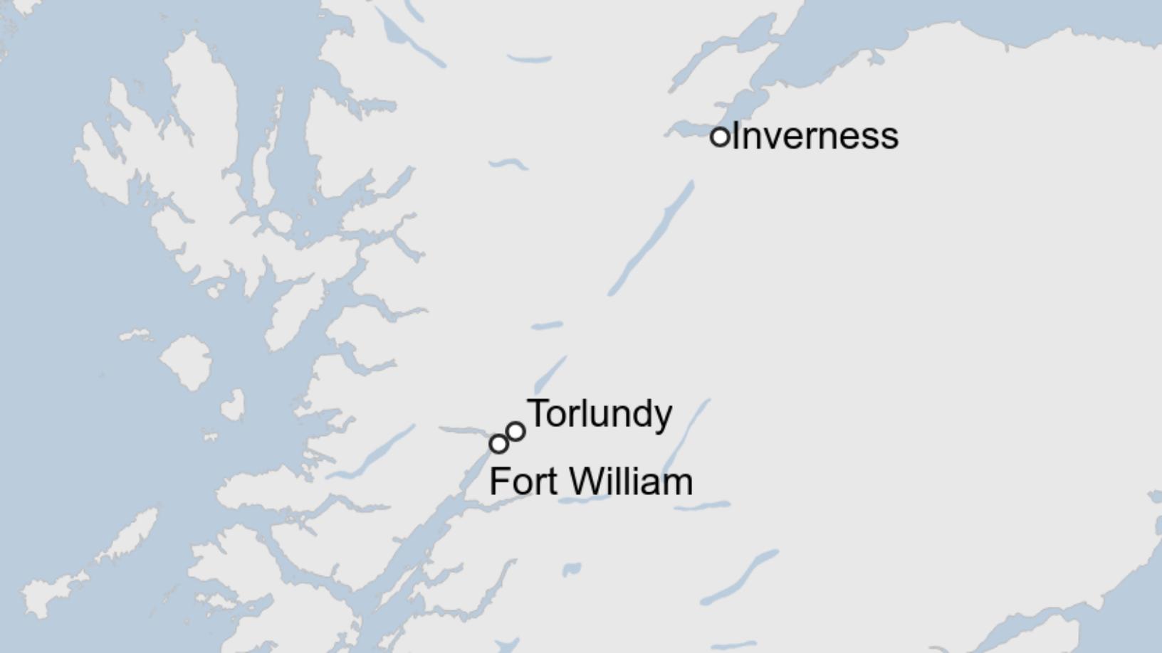 Map: Location of A82 crash at Torlundy