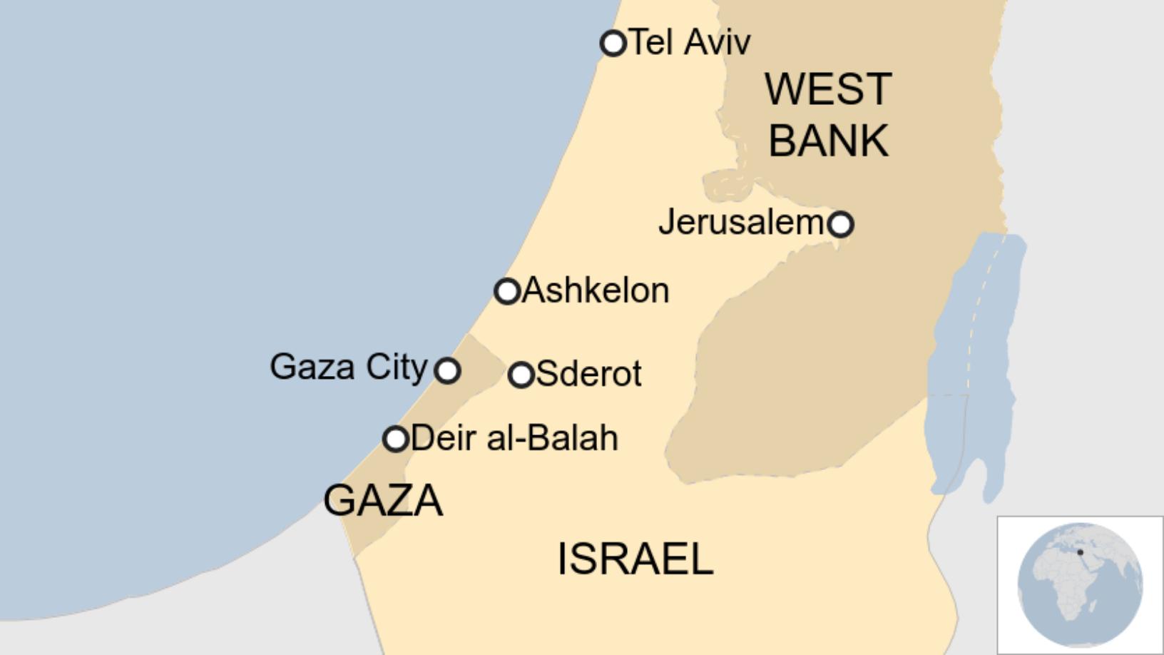 Map: Map of Israel and Gaza