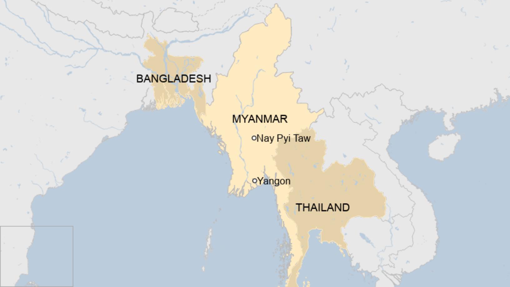 Map: A map showing where Myanmar is.