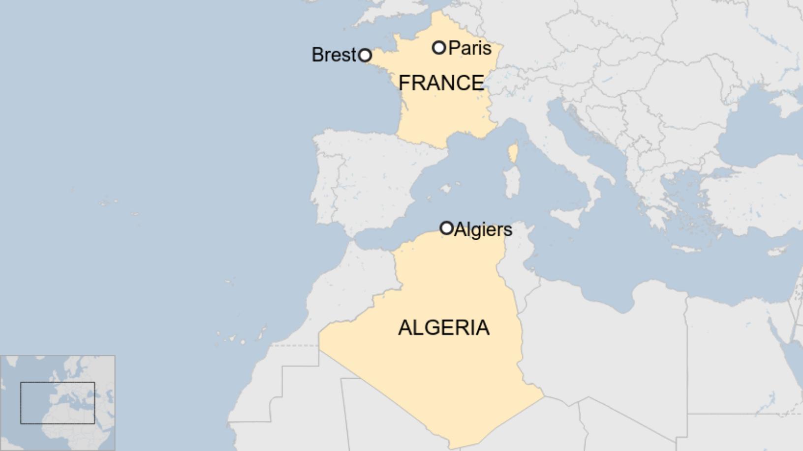Map: Algeria and France