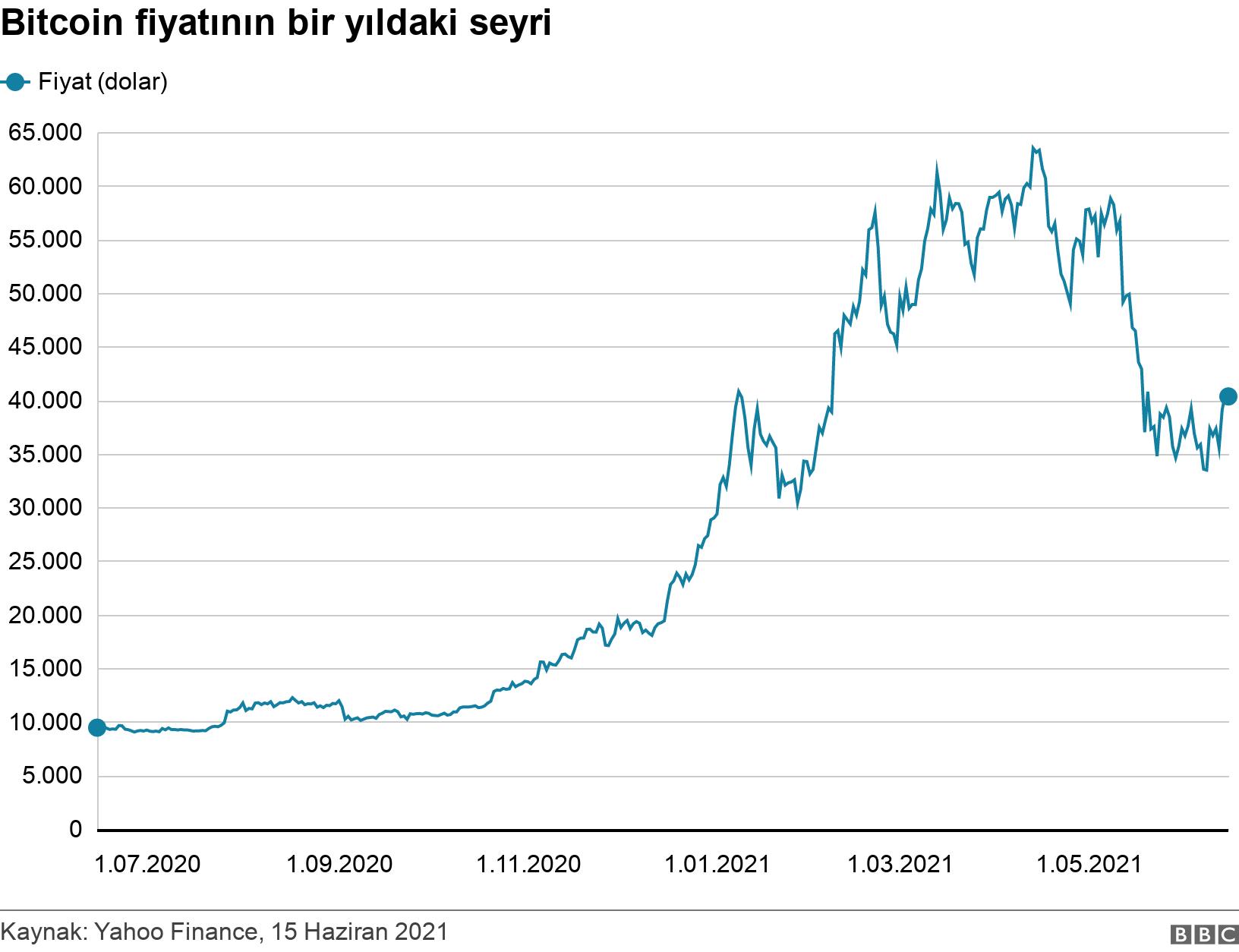 Bitcoin fiyatının bir yıldaki seyri. . .