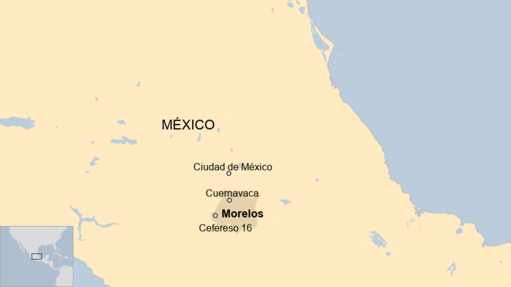 Map: Ubicación del Centro Federal de Readaptación Social Femenil número 16 