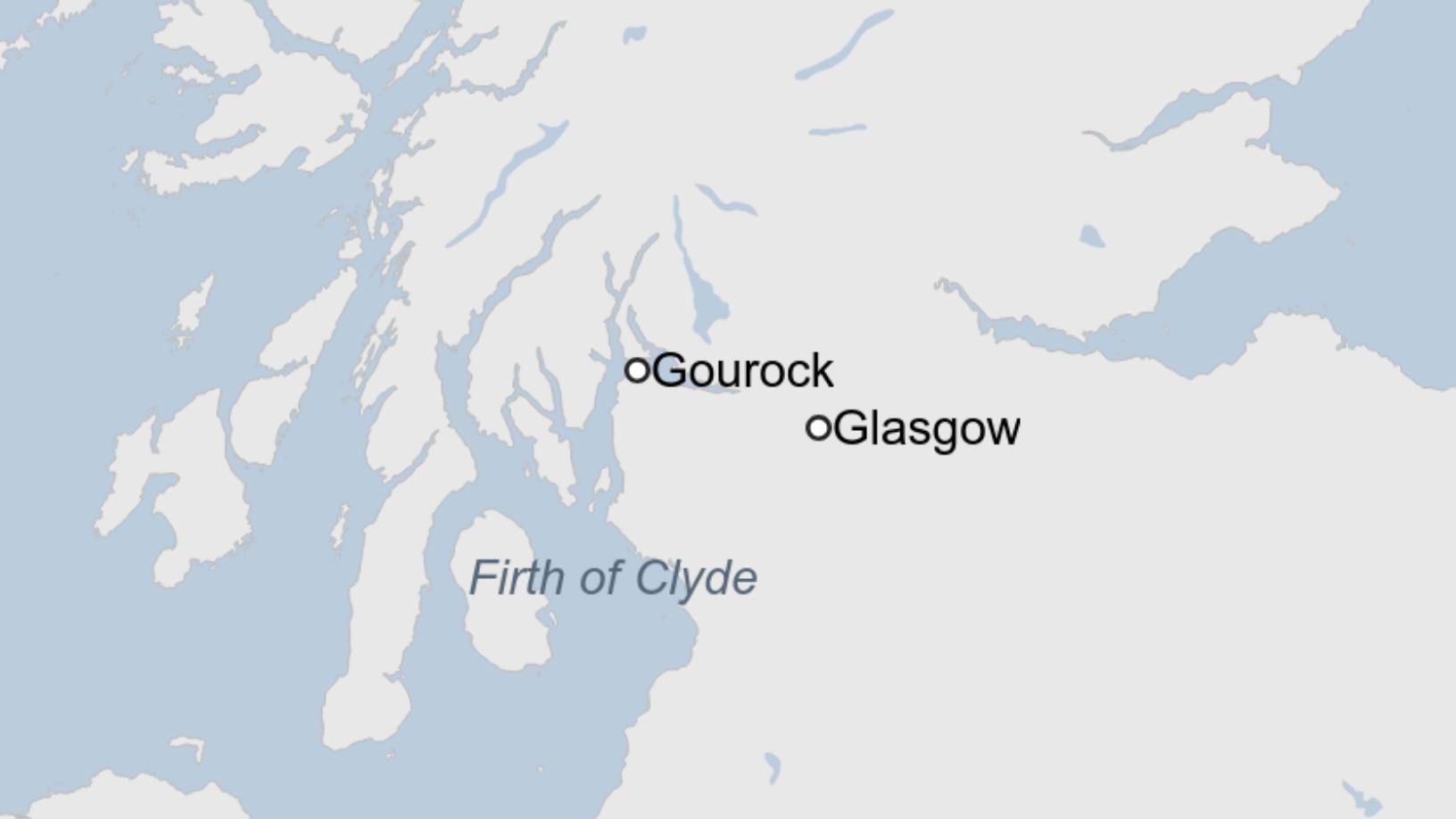 Map: Gourock, Glasgow and the Firth of Clyde