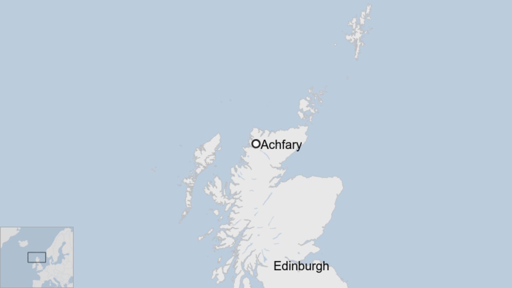 Map: Location data for Achfary in the Scottish Highlands