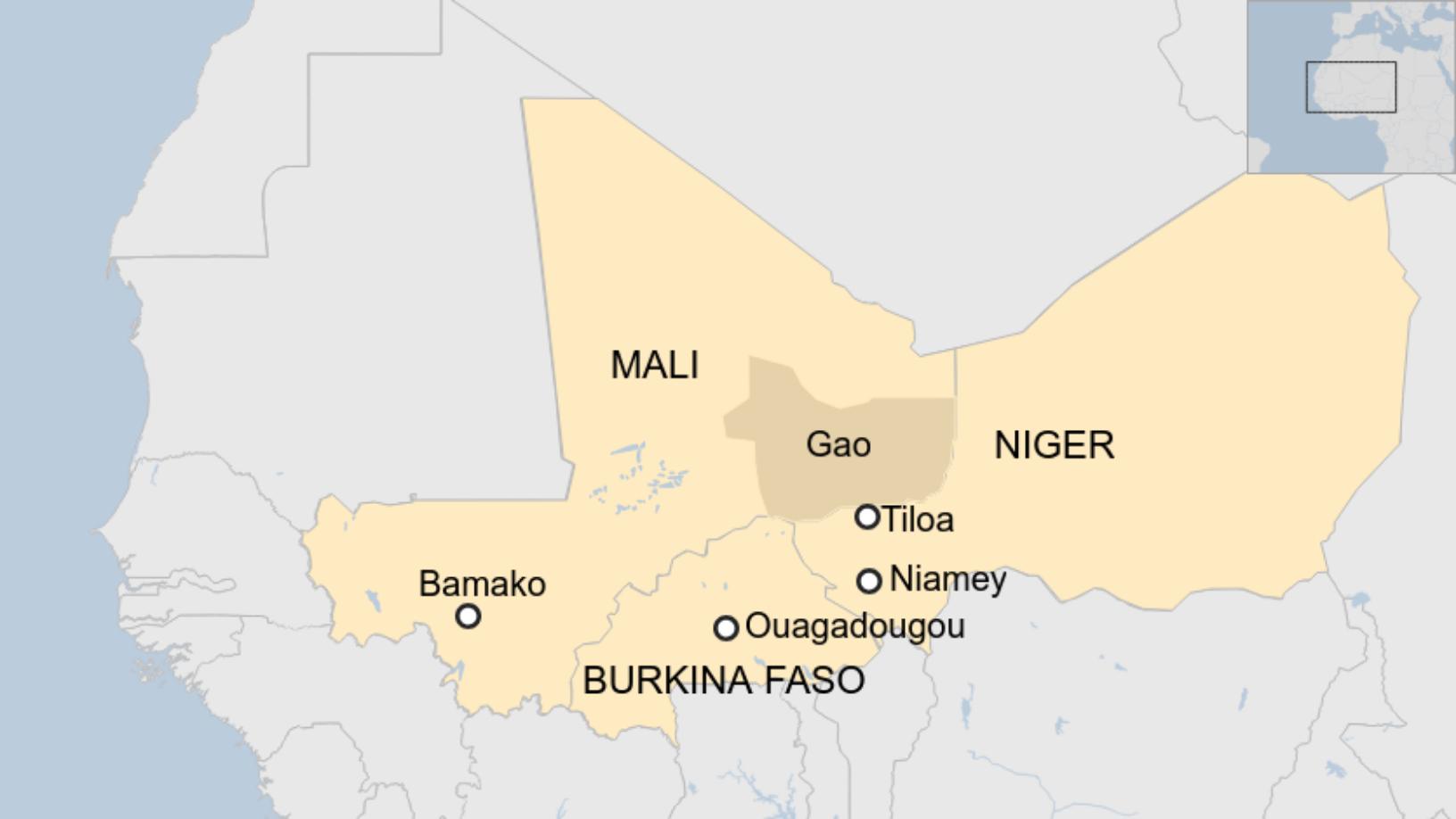 Map: Mali, Burkina Faso and Niger