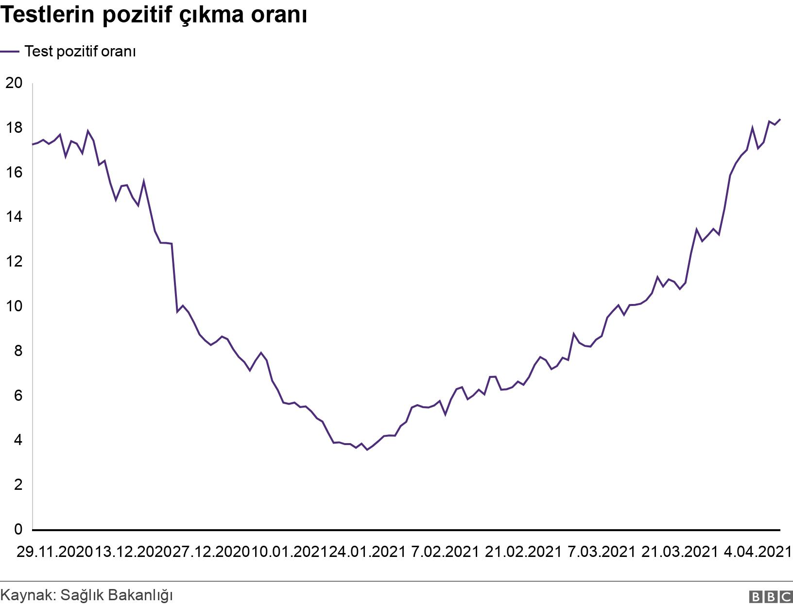 Testlerin pozitif çıkma oranı. . .
