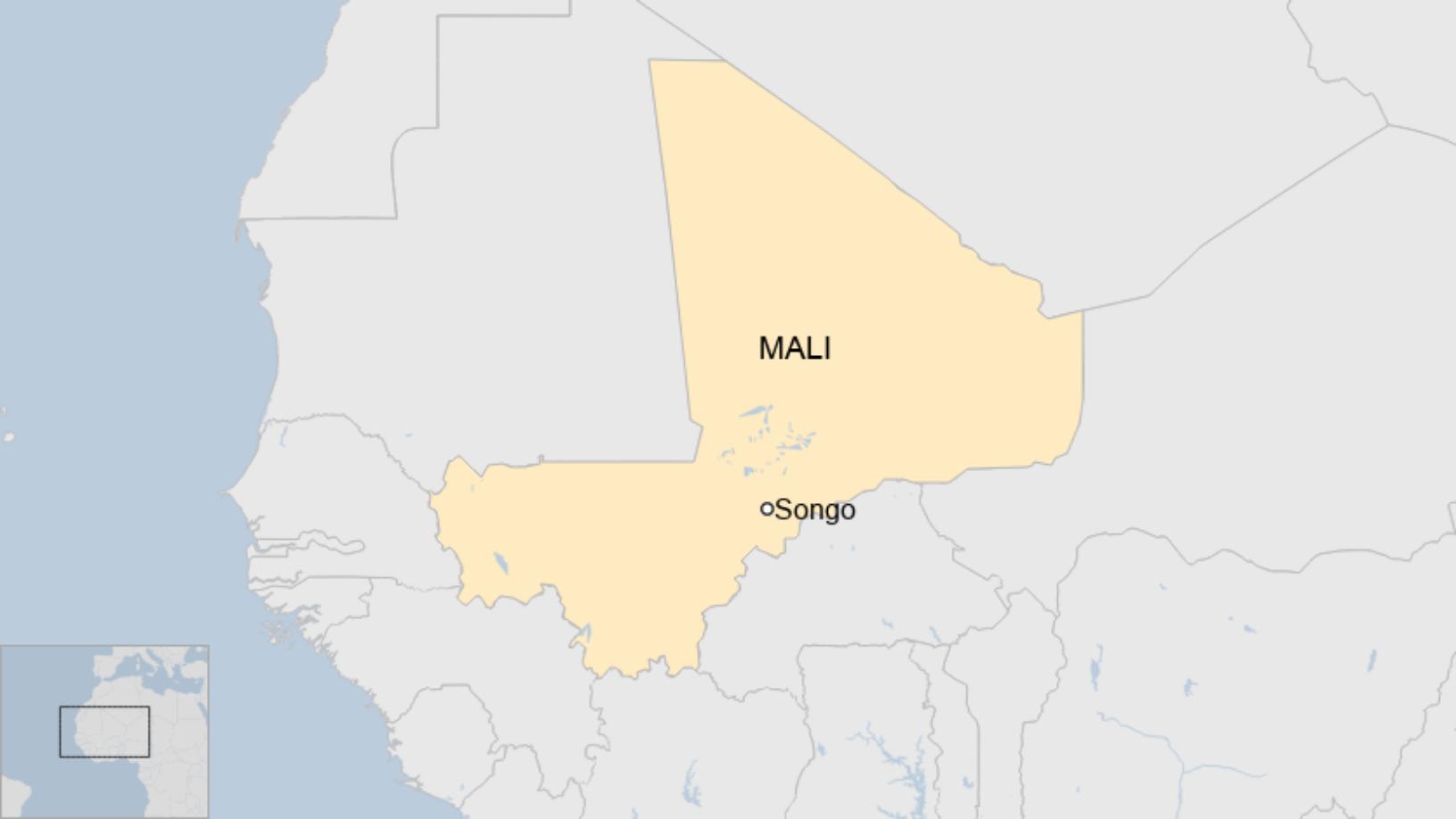 Map: The location of Songho in central Mali 