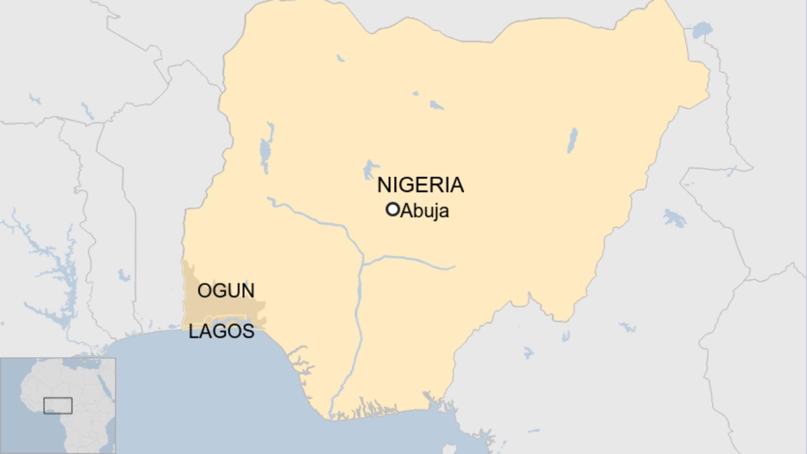 Map: Lagos and Ogun states in Nigeria