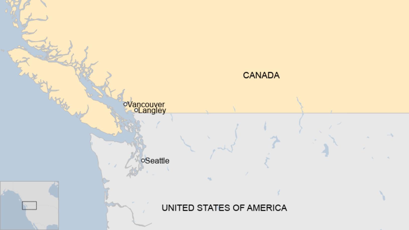 Map: Langley, British Columbia in Canada