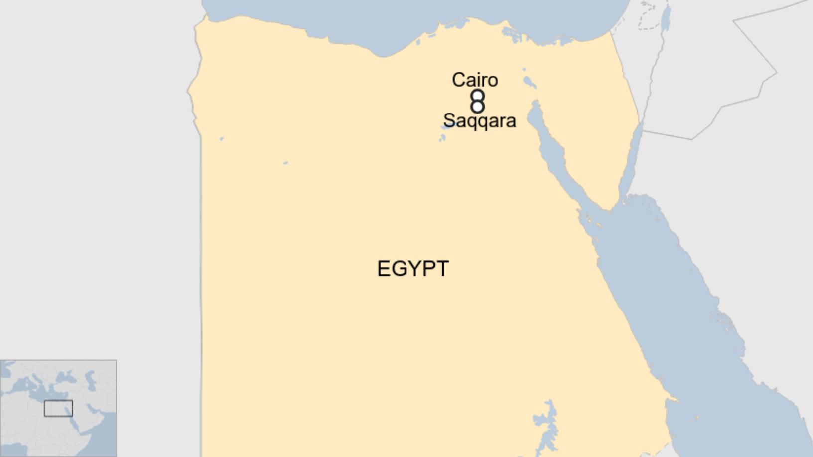Map: A map showing where Cairo and Saqqara are in Egypt
