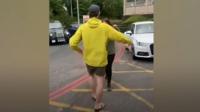 Dean walking to girlfriend Hannah