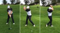 Joe Miller drives golf ball