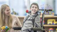 Boy in wheelchair