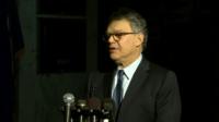 Al Franken speaking to the media