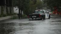Calle inundada en Carolina del Sur.