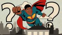 Stylised comic superhero illustration of Rishi Sunak