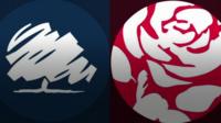 Conservative and Labour party logos