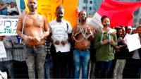 Migrants protesting in Tel Aviv