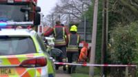 Emergency services at the scene of the fire in Collingham