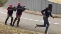 Police chasing a student at Westville campus in Durban, South Africa