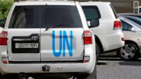 UN vehicles in Damascus, 19 April