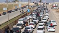 Long queues to pass the Syria-Jordan border.