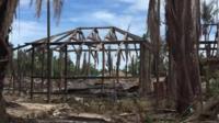 Burned structures in Rakhine state, Myanmar