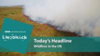 Wildfire blazing across a field in northern England