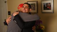 Jeff and Alaa hug