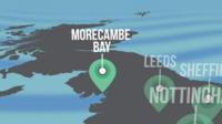 Map of UK with towns marked