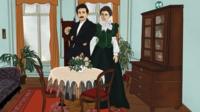 Ilustração de Albert e Mileva Einstein
