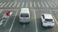 Man painting road signs