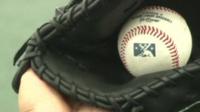 Baseball ball and glove