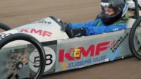 The kids racing electric cars