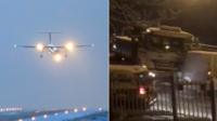 Airplane and truck crashing into van