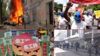 Montage of May Day rallies