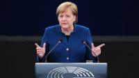 Angela Merkel makes speech