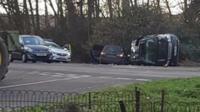 Car crash scene aftermath